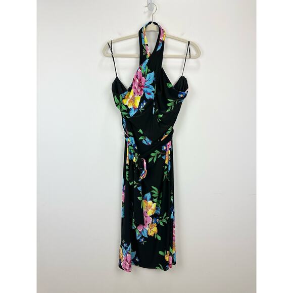 Lauren Ralph Lauren Floral Halter Dress Knee Length Stretch Jersey US 18 NWT - Picture 6 of 16